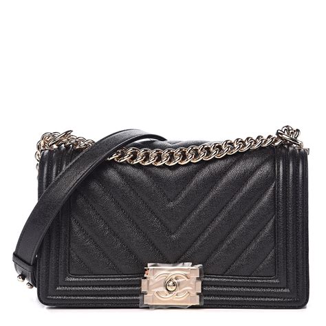 Chanel Caviar Chevron Large Boy Bag 